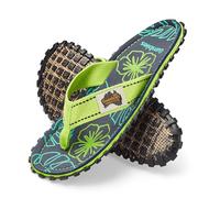Gumbies Originals Blau - Flip Flops aus recycelten Materialien - robuste Sohle aus wiederverwerteten Autoreifen, weiches Fußbett aus Canvas-Baumwolle, bequemer Baumwoll-Zehensteg - Lime Hibiscus, 36