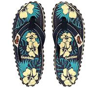 Gumbies Originals Blau - Flip Flops aus recycelten Materialien - robuste Sohle aus wiederverwerteten Autoreifen, weiches Fußbett aus Canvas-Baumwolle, bequemer Baumwoll-Zehensteg - Blue Hibiscus, 38