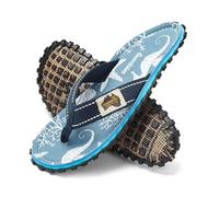 Gumbies Originals Blau - Flip Flops aus recycelten Materialien - robuste Sohle aus wiederverwerteten Autoreifen, weiches Fußbett aus Canvas-Baumwolle, bequemer Baumwoll-Zehensteg - Seahorse, 46
