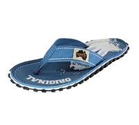 Gumbies Originals Blau - Flip Flops aus recycelten Materialien - robuste Sohle aus wiederverwerteten Autoreifen, weiches Fußbett aus Canvas-Baumwolle, bequemer Baumwoll-Zehensteg - Palm, 37