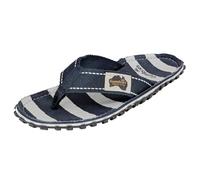 Gumbies Originals Blau - Flip Flops aus recycelten Materialien - robuste Sohle aus wiederverwerteten Autoreifen, weiches Fußbett aus Canvas-Baumwolle, bequemer Zehensteg - Deck Chair Stripe, 46