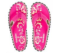 Gumbies Originals Damen - Flip Flops aus recycelten Materialien - profilierte Sohle aus wiederverwerteten Autoreifen, weiches Fußbett aus Canvas-Baumwolle, bequemer Zehensteg - Pink Hibiscus, 36