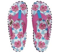 Gumbies Originals Damen - Flip Flops aus recycelten Materialien - profilierte Sohle aus wiederverwerteten Autoreifen, weiches Fußbett aus Canvas-Baumwolle, bequemer Zehensteg - Mixed Hibiscus, 41