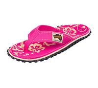 Gumbies Originals Kids - Flip Flops aus recycelten Materialien - profilierte Sohle aus wiederverwerteten Autoreifen, Fußbett aus Canvas-Baumwolle, bequemer Baumwoll-Zehensteg - Pink Hibiscus, 32