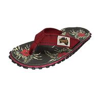 Gumbies Originals Rot - Flip Flops aus recycelten Materialien - profilierte Sohle aus wiederverwerteten Autoreifen, weiches Fußbett aus Canvas-Baumwolle, bequemer Baumwoll-Zehensteg, Grey Hibiscus, 41
