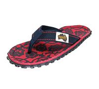Gumbies Originals Rot - Flip Flops aus recycelten Materialien - profilierte Sohle aus wiederverwerteten Autoreifen, weiches Fußbett aus Canvas-Baumwolle, bequemer Baumwoll-Zehensteg, Red Blue Rose, 46