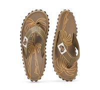 Gumbies Vegane Flip Flops Damen und Herren - Originals - Zehentrenner aus recycelten Materialien - robuste Sohle - Baumwoll-Zehensteg - Ergonomisches Fußbett - Sandalen - Palm Leaf Khaki - 46