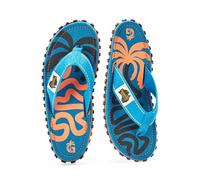 Gumbies Vegane Flip Flops Damen und Herren - Originals - Zehentrenner aus recycelten Materialien - robuste Sohle - Baumwoll-Zehensteg - Ergonomisches Fußbett - Sandalen - Blue Palmetto - 43