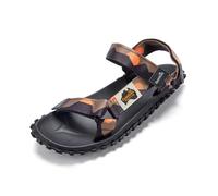 Gumbies Vegane Sandalen Damen und Herren - Scrambler - Nachhaltige Sommerschuhe aus recycelten Materialien - Rutschfeste Sohle aus Kautschuk - Ergonomisches Fußbett - Khaki und Orange - Gr. 45