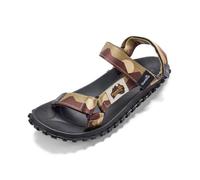 Gumbies Vegane Sandalen Damen und Herren - Scrambler - Nachhaltige Sommerschuhe aus recycelten Materialien - Rutschfeste Sohle aus Kautschuk - Ergonomisches Fußbett - Sand und Braun - Gr. 42