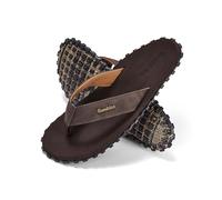 Gumbies Vegovert - Flip Flops aus recycelten Materialien - robuste Sohle aus wiederverwerteten Autoreifen, weiches Fußbett aus EVA und Algenschaum, bequemer Riemen aus veganem Leder - Brown, 37