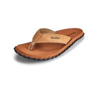 Gumbies Vegovert - Flip Flops aus recycelten Materialien - robuste Sohle aus wiederverwerteten Autoreifen, weiches Fußbett aus EVA und Algenschaum, bequemer Riemen aus veganem Leder - Tan, 45