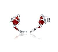 GUMEI Koi Red Ohrstecker 925 Sterling Silber Fischohr Ohrstecker Schmuck Geschenk für Mädchen