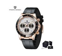 (Gummi Gold Weiß) PAGANI DESIGN Herrenuhren Luxus Automatik Datumsuhr Herren Quarzuhren für Herren