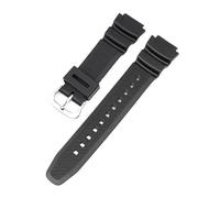 Gummi-Uhrenarmband, kompatibel mit Casio AQ-S810W, W-735H, W-216H, SGW-300, AE-1000W, AE-1200, Herren, schwarzes Sport-Silikonarmband, 18 mm(C silver buckle)