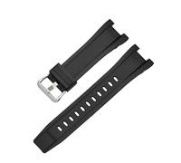 Gummi-Uhrenarmband, kompatibel mit Casio GST-W120L S130L S310 B100 GST-W100G, Silikon-Uhrenarmband, Zubehör, 26-14 mm(Black-Silvery Buckle)