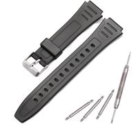 Gummiarmband kompatibel mit Casio W800HG W-800H Serie Uhr Ersatz Harz Armband (Steel buckle)