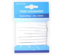 Gummiband Hosengummi Gummilitze 3m x 6mm, weiß