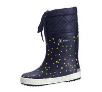Gummistiefel AIGLE "Giboulee Gold Hearts", Mädchen, Gr. 19, blau (dunkelblau gold), Obermaterial: 100% Gummi rubber., Schuhe Gummistiefel (72108311-19) dunkelblau gold