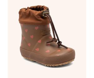 Gummistiefel BISGAARD "baby thermo rubber", Mädchen, Gr. 24, chocolate heart, Gummi, Textil, gemustert, Basic, Schuhe Gummistiefel, Regenstiefel mit Wollfutter, Größenschablone zum Download (58523005-