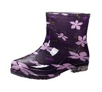 Gummistiefel Damen Halbhoch - Stallschuhe Damen Chelsea Boots Reitstiefel Stiefeletten Hunter Gummistiefel Reitstiefeletten Gummischuhe Reitschuhe wasserdichte Schuhe Sommer Lila 37