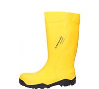 Gummistiefel - Dunlop Purofort + gelb mit Stahlkappe und Trittschutz 45