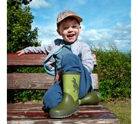 Gummistiefel MAXIMO, Mädchen, Gr. 30, schwarz tee, schilf, Obermaterial: 100% Gummi, Schuhe Gummistiefel, Dino-Motiv, gefüttert, reflektierend (44166464-30) schwarz tee, schilf