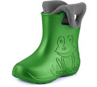 Ladeheid EVA Kinder Jungen Mädchen Gummistiefel Regenschuhe gefüttert Regenstiefel Gummischuhe LA-CA-04 (Smaragdgrün/Grau, 34/35 EU)