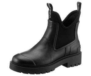 Gummistiefelette CALVIN KLEIN JEANS "MID RAINBOOT CHELSEA", Damen, Gr. 37, schwarz, Elastischer Einsatz, Gummi, unifarben, Basic, Schuhe, Chelseaboots, Stiefelette mit Stretcheinsatz (64203016-37) sch