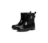 Gummistiefelette TOMMY HILFIGER "TH BUCKLE GLOSSY ANKLE RAIN BOOT", Damen, Gr. 40, schwarz, Synthetik, Textil, Schuhe, Blockabsatz, Regenboots, Gummistiefel mit modischer Zierschnalle (41574907-40) sc