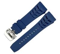 GUMMMY 25mm Gummi Silikon Uhrenarmband für Richard Mille Strap Edelstahl Faltschließe Blau Band Uhr Zubehör Blau Band, 25mm Black Buckle, Achat