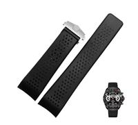GUMMMY Für TAG HEUER Atmungsaktives Band Super Carlisla Racing Tauchen Herren und Damen Gummiband 22 24MM Silikon Armband Ersatz, 22mm, Black Silver, Achate