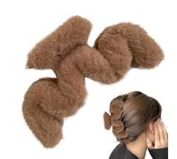 Gungtj Fuzzy Claw Clip - Plüsch-Haarklammer in gewellter Form, große Haarspangen für dicke lange Haare, Accessoires für Damen und Mädchen, niedliche Clips für den täglichen Gebrauch