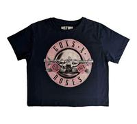 Rock Off Trade Crop-Top T-Shirt Guns N' Roses Classic Band Logo Nue offiziell Damen Navy L