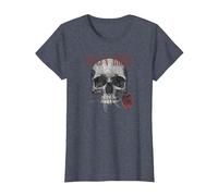 Guns 'n' Roses Hard Rock Band Flower Skull by Rock Off T-Shirt, Damen, Blau Meliert, S