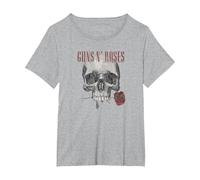 Guns 'n' Roses Hard Rock Band Flower Skull by Rock Off T-Shirt, Damen Große Größen, Grau Meliert, 4X