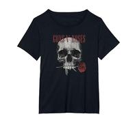 Guns 'n' Roses Hard Rock Band Flower Skull by Rock Off T-Shirt, Damen Große Größen, Schwarz, 6X
