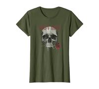 Guns 'n' Roses Hard Rock Band Flower Skull by Rock Off T-Shirt, Damen, Olivgrün, 3XL