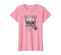 Guns 'n' Roses Hard Rock Band Flower Skull by Rock Off T-Shirt, Damen, Rosa, M