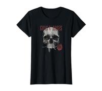 Guns 'n' Roses Hard Rock Band Flower Skull by Rock Off T-Shirt, Damen, Schwarz, S