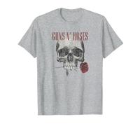 Guns 'n' Roses Hard Rock Band Flower Skull by Rock Off T-Shirt, Herren, Grau Meliert, M