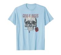 Guns 'n' Roses Hard Rock Band Flower Skull by Rock Off T-Shirt, Herren, Himmelblau, M