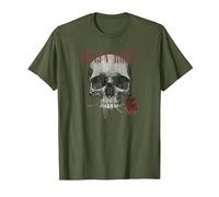 Guns 'n' Roses Hard Rock Band Flower Skull by Rock Off T-Shirt, Herren, Olivgrün, S