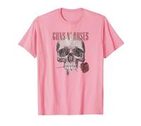 Guns 'n' Roses Hard Rock Band Flower Skull by Rock Off T-Shirt, Herren, Rosa, M