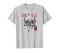 Guns 'n' Roses Hard Rock Band Flower Skull by Rock Off T-Shirt, Herren, Silber, XXL