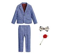 GUOCU 3/4/5/6-teilig Kinderanzug Set Jungen Langarm Anzug Set Festliche Kleidung Kommunionsanzug Baby Jungen Smoking Gentleman Outfits Kinder Taufkleidung Hochzeit Formeller Anzüge 7-8 Jahre