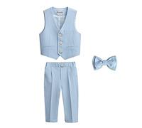 GUOCU 4/5/6 TLG Jungen Anzug Set,Kleine Jungen Frühling Formeller Kleidung Set Kinder Smoking Gentleman Outfits Festliche Hochzeit Anzüge Party Taufe Zweireihiger Kinderanzug Bekleidungsset 6-7 Jahre