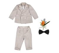 GUOCU 4/5/6 TLG Jungen Anzug Set,Kleine Jungen Frühling Formeller Kleidung Set Kinder Smoking Gentleman Outfits Festliche Hochzeit Anzüge Party Taufe Zweireihiger Kinderanzug Bekleidungsset 6-7 Jahre