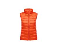 GUOCU Classics Damen Weste Winter Warm Steppweste Gesteppt Stehkragen Daunenweste Weste Jacke Ultraleicht Übergangsweste Packbare Leichte Ärmellose Daunen Winterjacke Kurze Daunenjacke Orange XXL