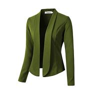 GUOCU Damen Cardigan Elegant Blazer Kurzer Knopfloser Blazer Jacke mit Schalkragen,Slim Fit Anzug Trenchcoat,Freizeit Business Büro Anzug Jacke Kurzblazer Lange Ärmel Anzugjacke Grün M